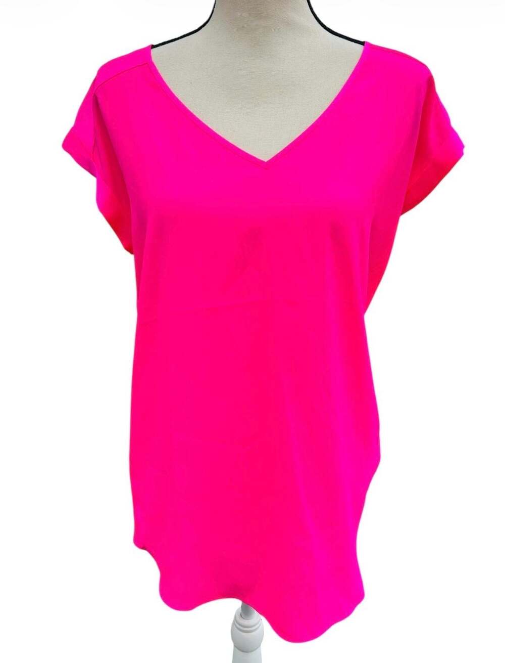 Express Neon Pink V-Neck Dolman Sleeve Top